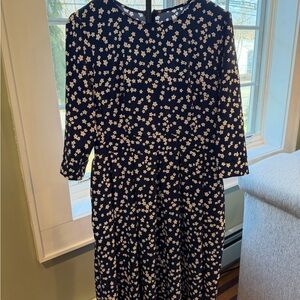 Source Unknown Navy Floral Long Sleeve Dress